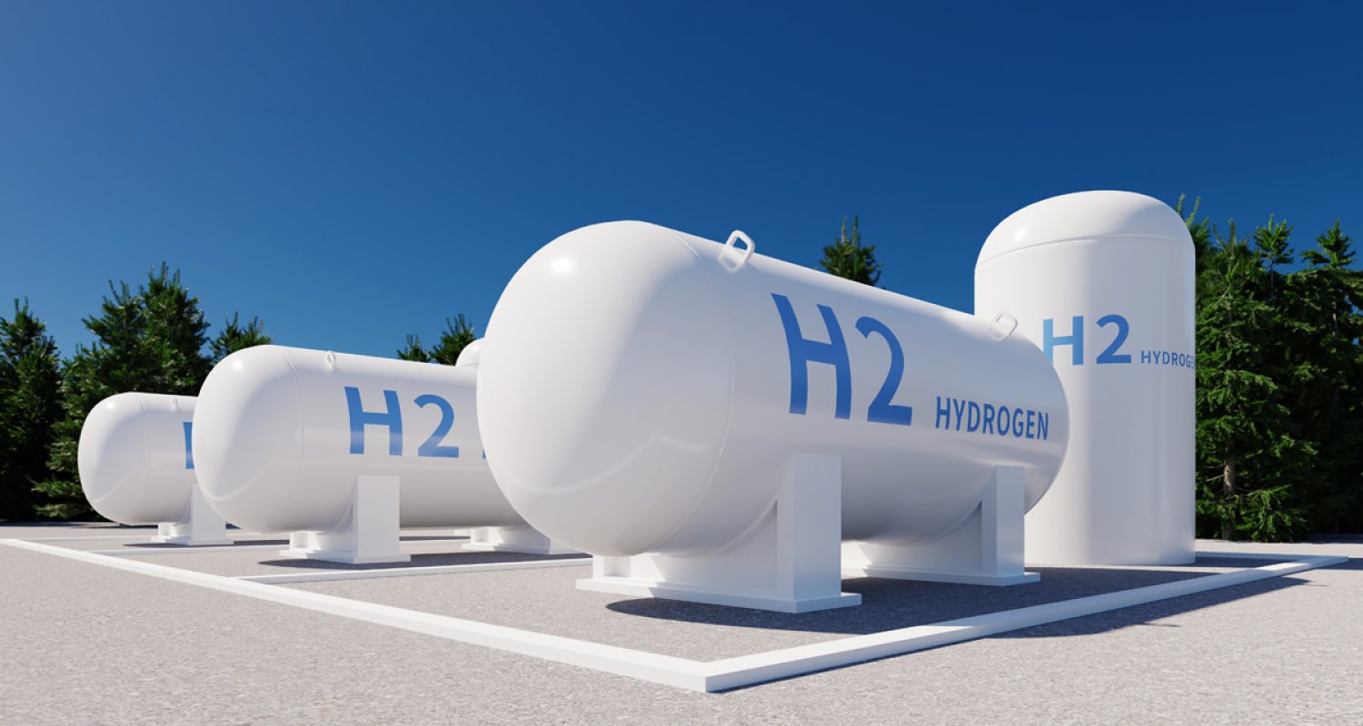 h2 gas tanks on the ground, 3d rendering h2 gas tanks on the ground, 3d rendering